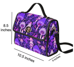 Mushroomcore Shoulder Satchel - Pink and Purple Mushroom Bag (AMUSHSATCH3)