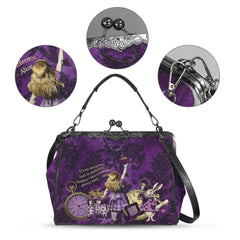 Alice in Wonderland Kisslock Purse – Vintage Style Purple Handbag