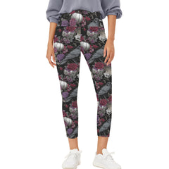 Ravens and Roses – Vintage Gothic ¾ Yoga Leggings