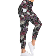 Ravens and Roses – Vintage Gothic ¾ Yoga Leggings