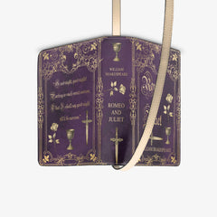 Romeo and Juliet Purple Book Purse - William Shakespeare Shoulder Bag - Librarian Gift