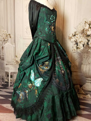Bottle Green Steampunk Clockwork Corset Gown - Made to Measure, Plus Size Friendly