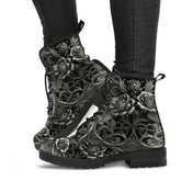 Black and Silver Filligree Roses Gothic Boots - (JPREGAISF)