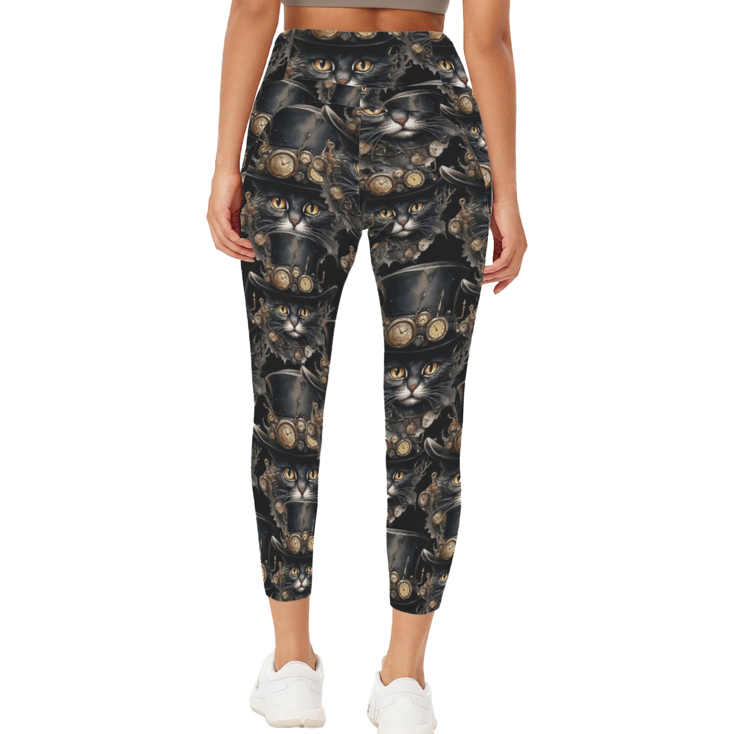 Steampunk Leggings - SteamCat - High Waisted Yoga Leggings with Pockets