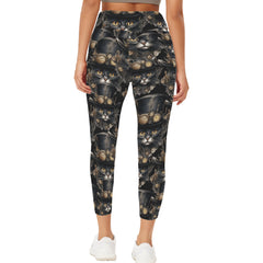 Steampunk Leggings - SteamCat - High Waisted Yoga Leggings with Pockets