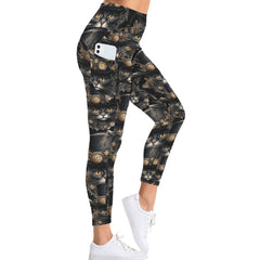 Steampunk Leggings - SteamCat - High Waisted Yoga Leggings with Pockets