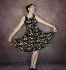 Steamcat Oscar Gold Eyes Party Dress - Thicker Fabric