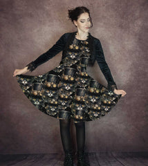 Steamcat Oscar Gold Eyes Party Dress - Thicker Fabric