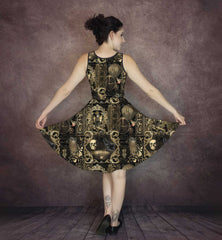 Steampunk Dress - Black and Gold Gothic Dress