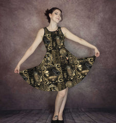 Steampunk Dress - Black and Gold Gothic Dress