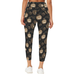 Steampunk Yoga Leggings - High Waist, 3/4 Length with Pockets