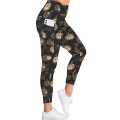 Steampunk Yoga Leggings - High Waist, 3/4 Length with Pockets