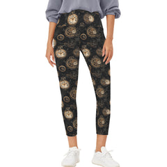 Steampunk Yoga Leggings - High Waist, 3/4 Length with Pockets