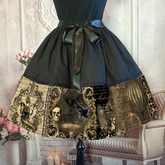 Steampunk Gothic Horror Rockabilly Full Skirt - 50's Style Costume Skirt - Owl and Raven Golden Steampunk Design