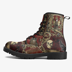 Steampunk Ephemera Blood Red Gothic Horror Combat Boots (JPREGSH1)