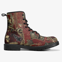 Steampunk Ephemera Blood Red Gothic Horror Combat Boots (JPREGSH1)