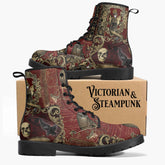 Steampunk Ephemera Blood Red Gothic Horror Combat Boots (JPREGSH1)