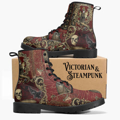 Steampunk Ephemera Blood Red Gothic Horror Combat Boots (JPREGSH1)