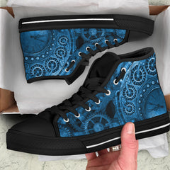 Blue Steampunk Clockwork Hi Top Sneakers (JPSTEAM2)