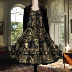Steampunk Dress - Black and Gold Gothic Dress