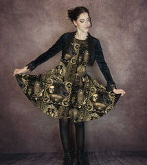 Steampunk Dress - Black and Gold Gothic Dress