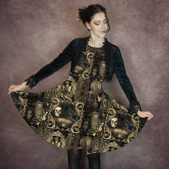 Steampunk Dress - Black and Gold Gothic Dress