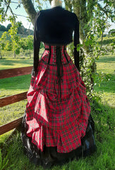 Special Order Red Tartan Antoinette Skirt and Underbust Corset with Contrast Velvet Channels