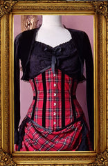Special Order Red Tartan Antoinette Skirt and Underbust Corset with Contrast Velvet Channels