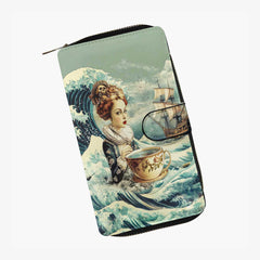Steampunk Teacups and Great Wave Long Wallet (JPTEA1)