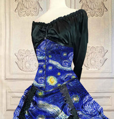 Van Gogh Starry Night Corset and Bustle Gown - Made to Measure, Plus Size Friendly