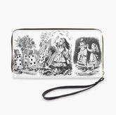Vintage Alice Black and White Wrist Wallet - Mad Hatter Tea Party Purse (JPVINABW)