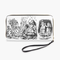 Vintage Alice Black and White Wrist Wallet - Mad Hatter Tea Party Purse (JPVINABW)
