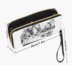 Vintage Alice Black and White Wrist Wallet - Mad Hatter Tea Party Purse (JPVINABW)