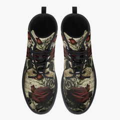 Gothic Music and Roses Vintage Style Combat Boots (JPREGAI1)