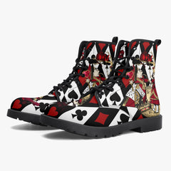Alice in Wonderland Queen of Hearts Lace Up Combat Boots - Through the Looking Glass Gothic Boots (JPREG102)