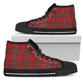 Red Tartan Black Sole High Top Sneakers