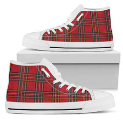 Red Tartan Black Sole High Top Sneakers