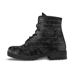 Gothic Writing Lace Up Combat Boots (REG47)