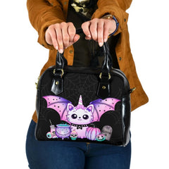 Pastel Goth Caticorn Handbag - Kawaii Bat Cat Unicorn Halloween Bag (BAPGBAT)
