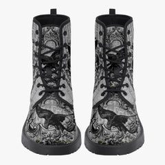 Gothic Raven Lace Up Combat Boots - Dark Raven emo boots (JPREG58)
