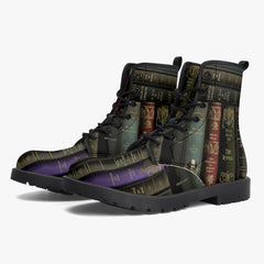 Vintage Books Combat Boots - Dark Academia Aesthetic Shoes - Librarian Boots (JPVINBOOKS)