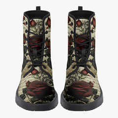 Gothic Music and Roses Vintage Style Combat Boots (JPREGAI1)