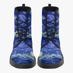 Van Gogh Starry Night Lace Up Combat Boots (JPREGVGS)