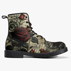 Gothic Music and Roses Vintage Style Combat Boots (JPREGAI1)