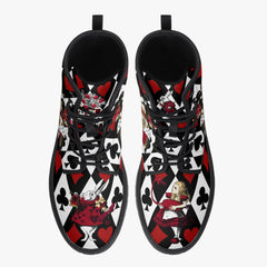 Alice in Wonderland Queen of Hearts Lace Up Combat Boots - Through the Looking Glass Gothic Boots (JPREG102)