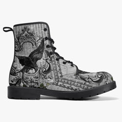 Gothic Raven Lace Up Combat Boots - Dark Raven emo boots (JPREG58)