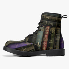 Vintage Books Combat Boots - Dark Academia Aesthetic Shoes - Librarian Boots (JPVINBOOKS)