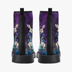 Alice in Wonderland Dark Alice Purple Lace Up Combat Boots. (JPREG94)