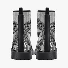 Gothic Raven Black and white Lace Up Combat Boots - Raven boots  (JPREG61)