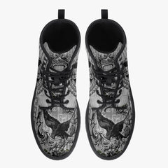 Gothic Raven Lace Up Combat Boots - Dark Raven emo boots (JPREG58)